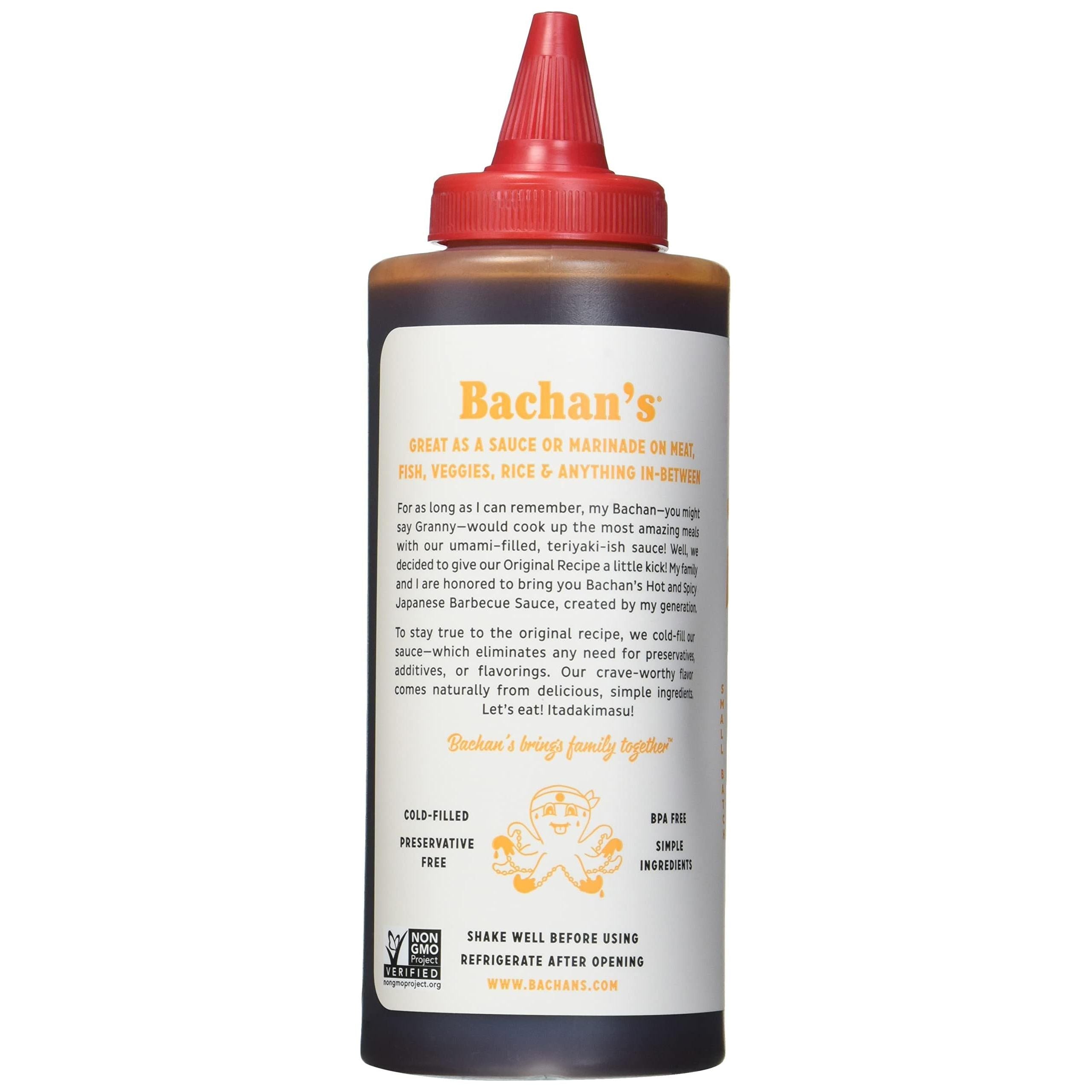 Bachan's Authentic Japanese Hot & Spicy Barbecue Sauce - 16 oz, Small Batch, Vegan, Non-GMO, Preservative-Free, BPA-Free - Bachan's