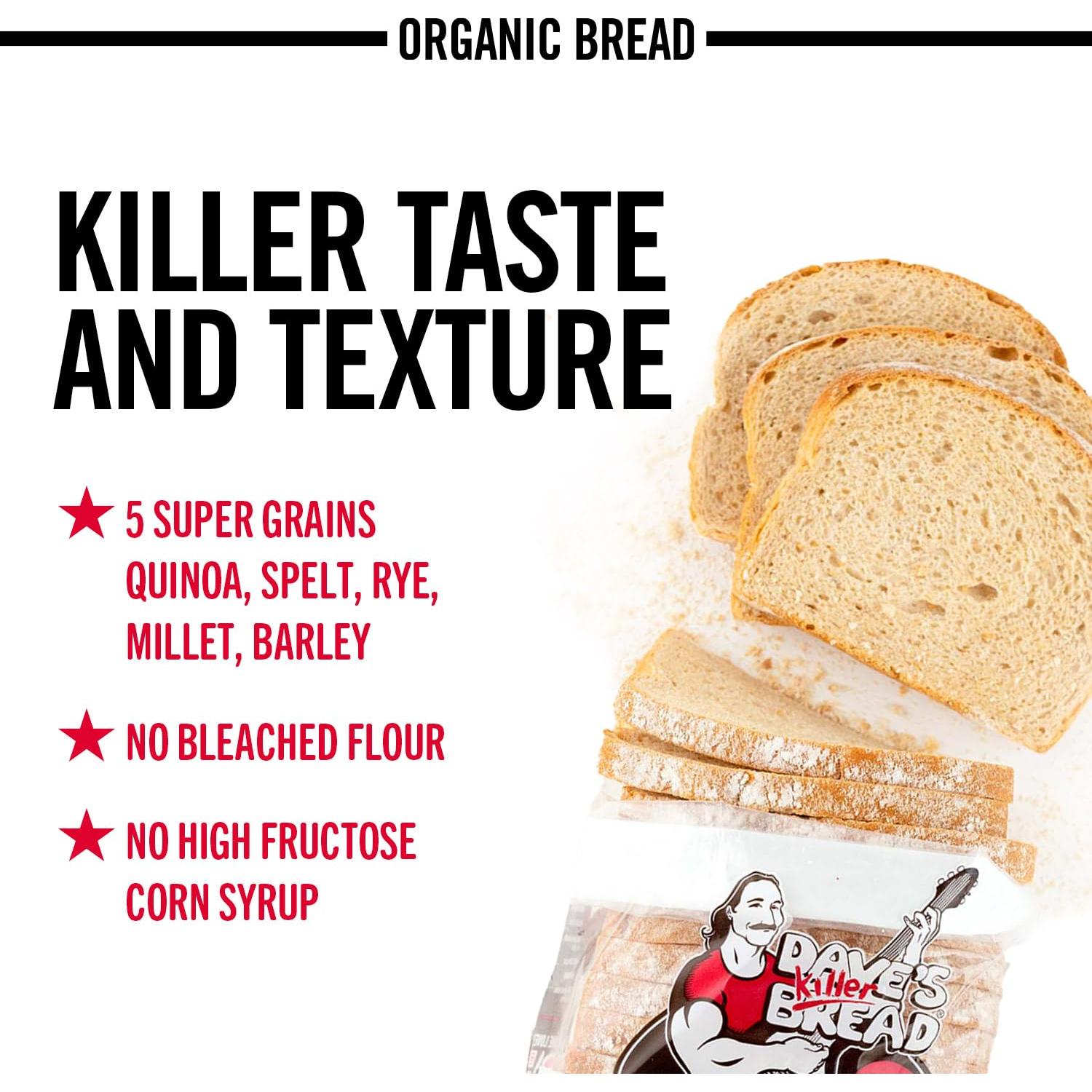 Dave's Killer Organic White Bread, Artisan-Style Loaf with Whole Grains, 24 oz - Dave's Killer Bread