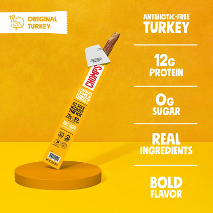 Chomps Original Free Range Turkey Jerky Protein Snack Stick, 1.15oz