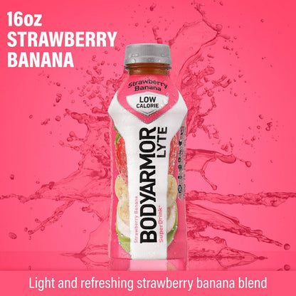 BODYARMOR LYTE Strawberry Banana Sports Drink, 16 oz Bottles (12-Pack)