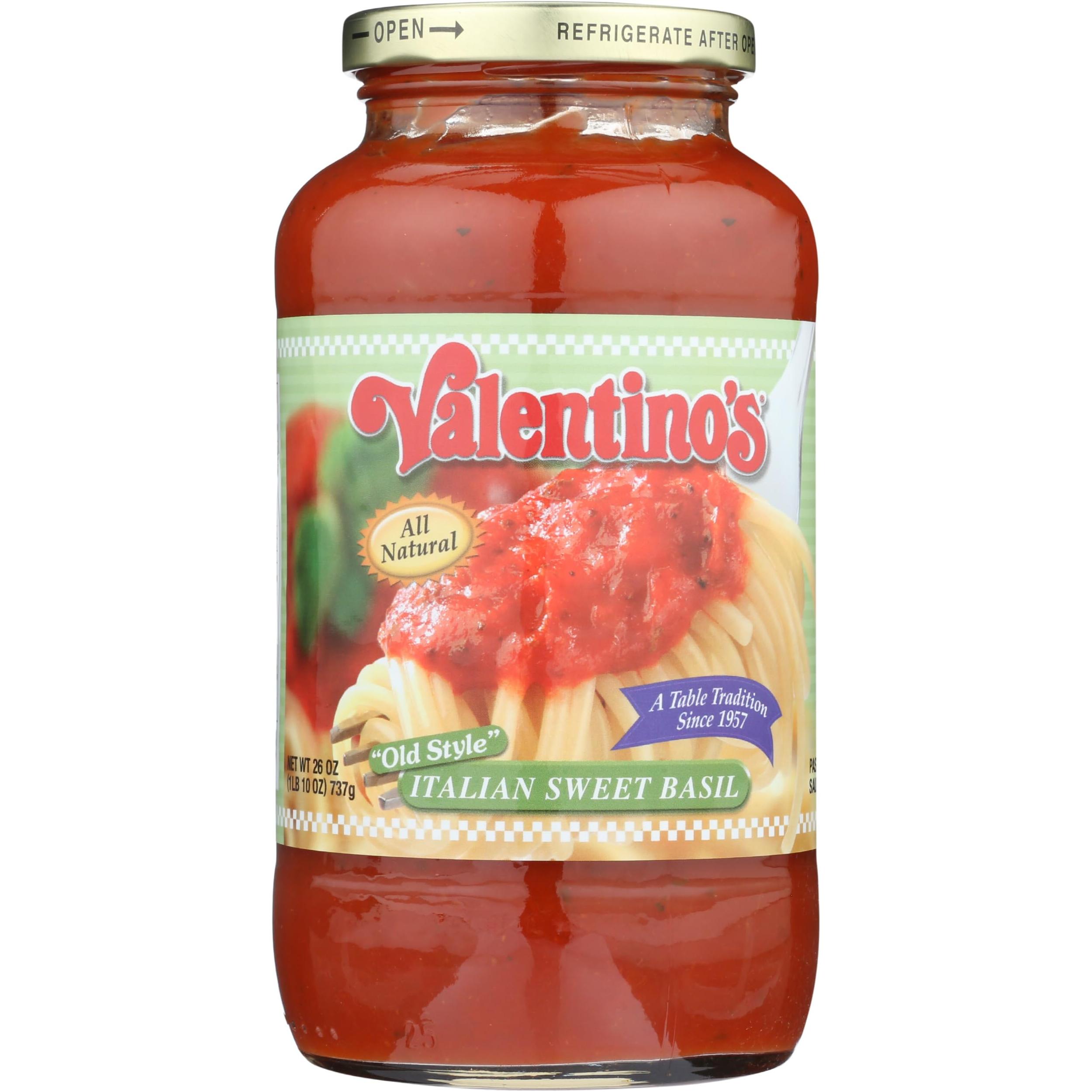 Valentino's Traditional Italian Sweet Basil Pasta Sauce, 26 oz - Valentino's