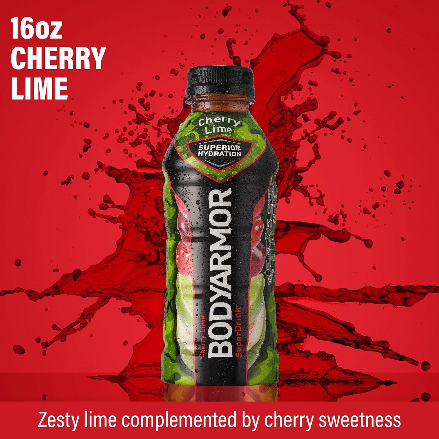 BODYARMOR Cherry Lime Sports Drink, Hydration Beverage, 16 Fl Oz (Pack of 12)