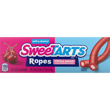 SweeTARTS Soft and Chewy Ropes, Cherry Punch Flavor, 1.8 Ounce Pouches (Pack of 24)