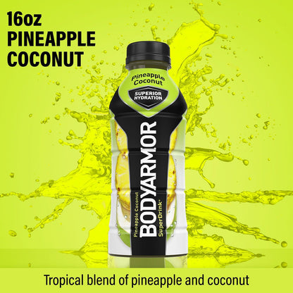 BODYARMOR Pineapple Coconut Sports Drink, 16 Fl Oz (Pack of 12) - Superior Hydration with Natural Ingredients