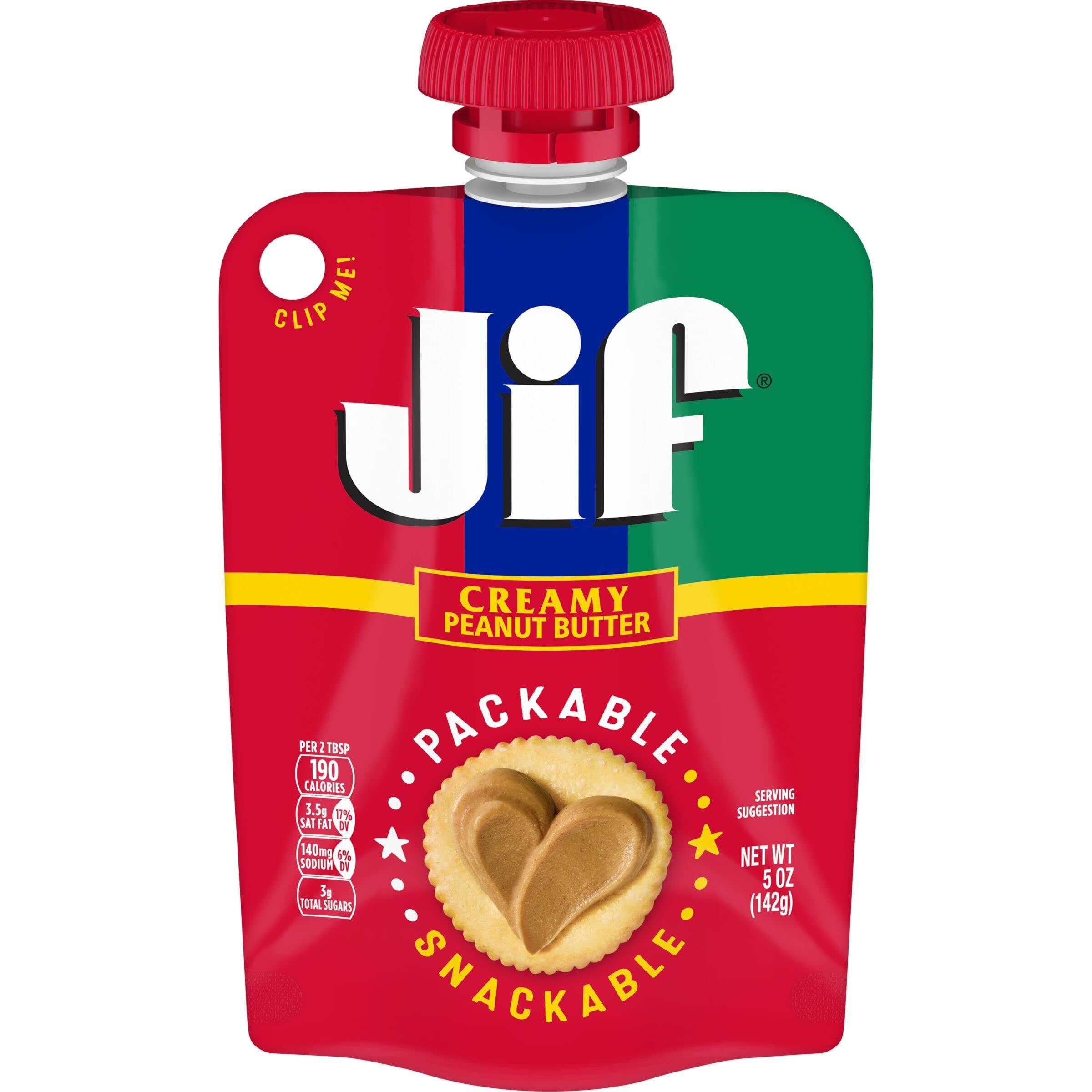 Jif Portable Creamy Peanut Butter Pouches, 5 oz, 4 Pack - Jif