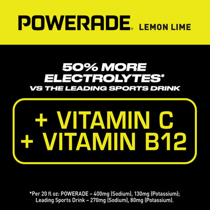 POWERADE Lemon Lime Electrolyte Sports Drink, 20 Oz (24-Pack)