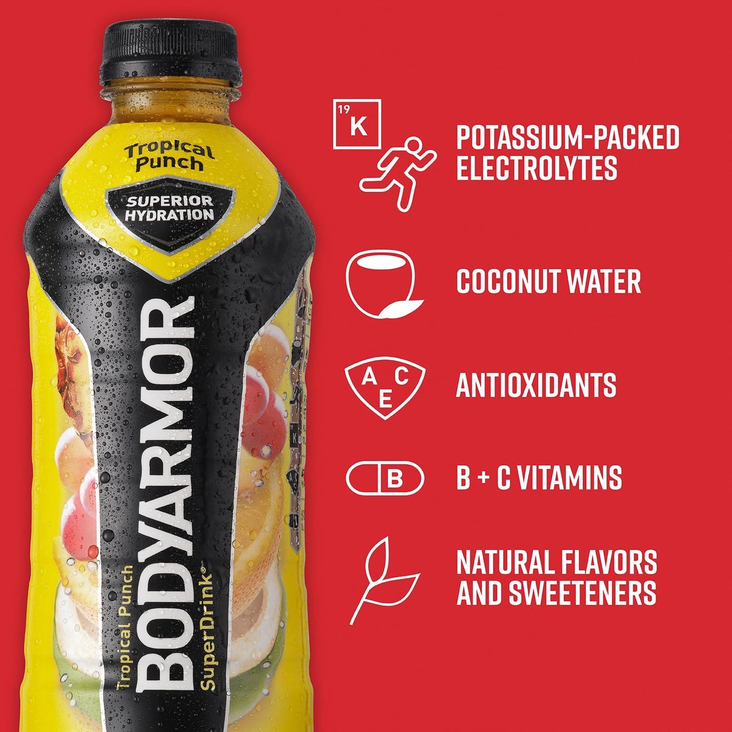 BODYARMOR Tropical Punch Sports Drink, 28 Fl Oz (12-Pack)