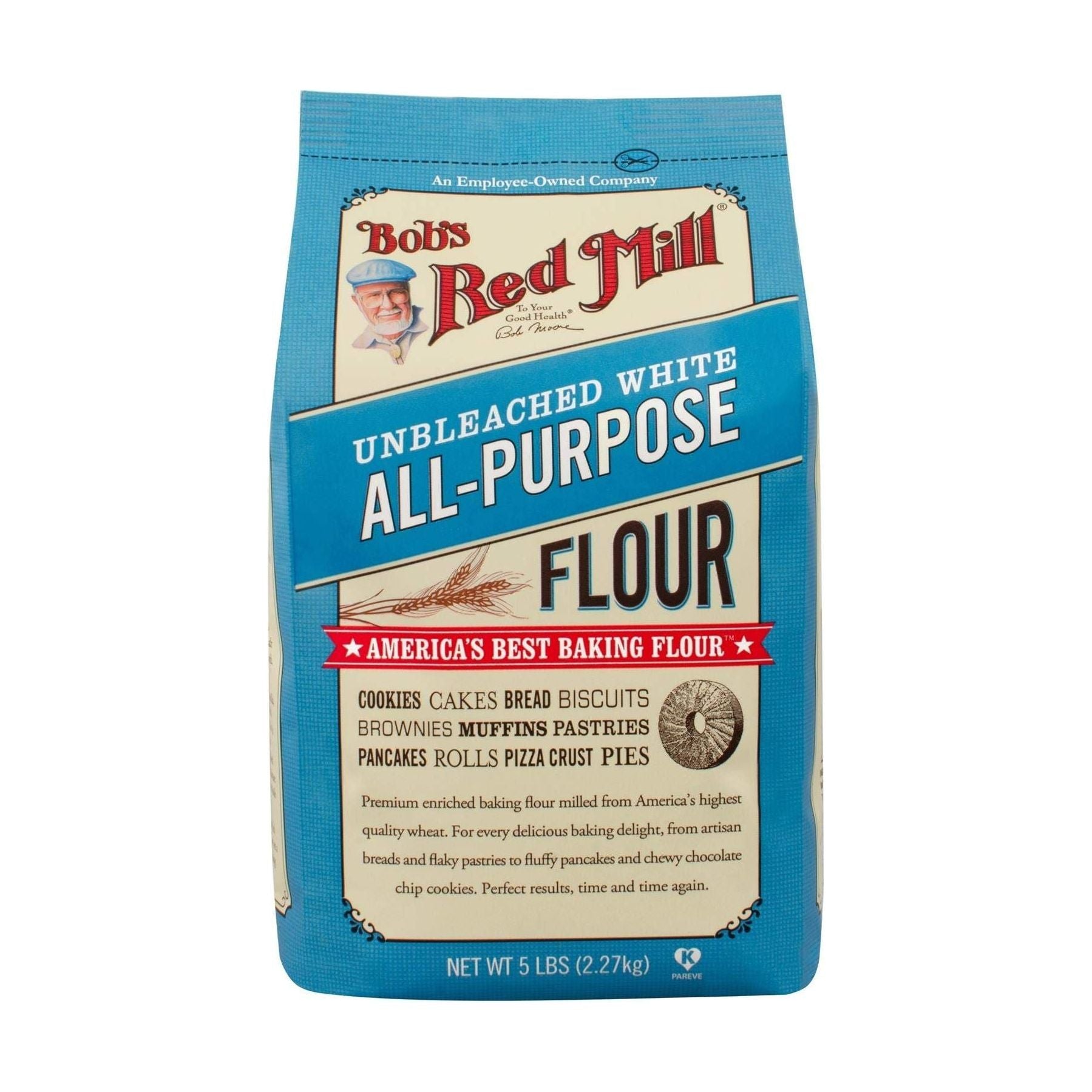 Bob's Red Mill Organic Unbleached White Flour, 5 Pound (Single Pack) - Bob's Red Mill