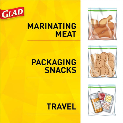 Glad Zipper Food Storage Plastic Bags - Sandwich - 100 Count, Pack of 6