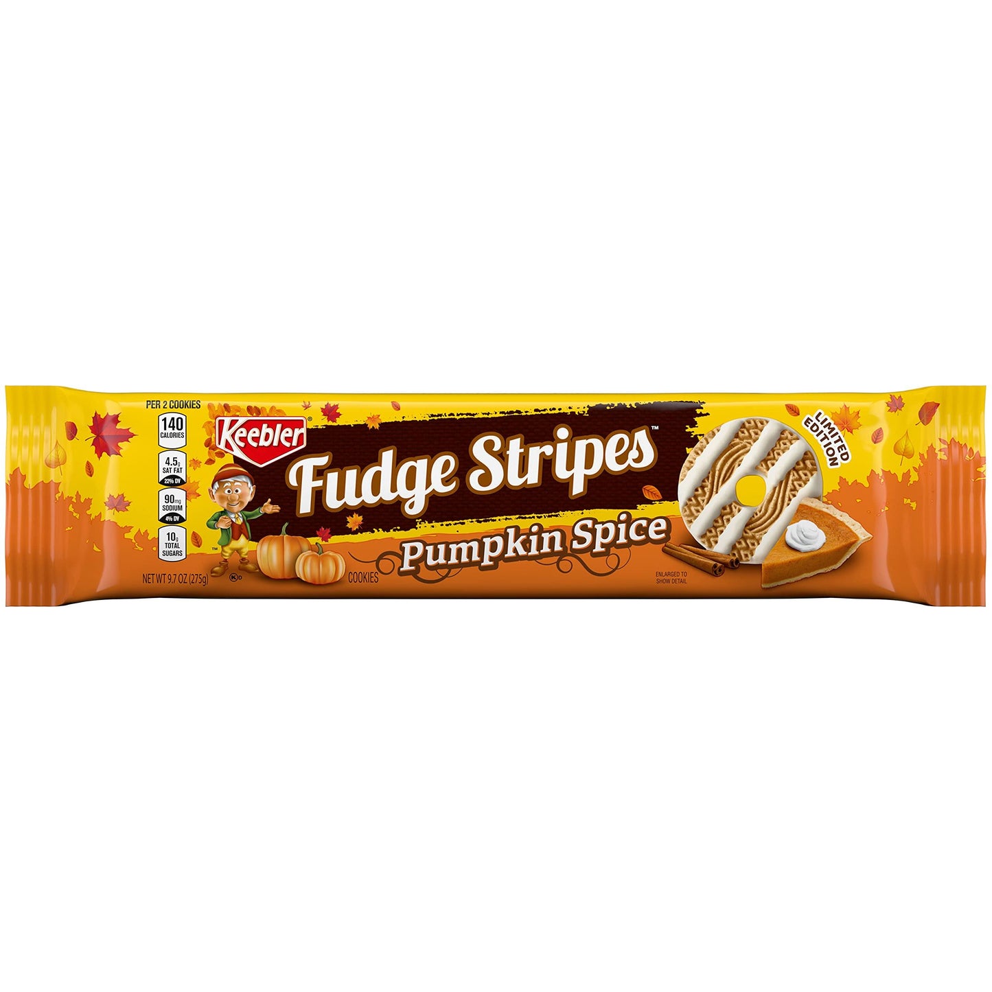 Keebler Fudge Stripes Pumpkin Spice Cookies 9.7oz-Limited Edition