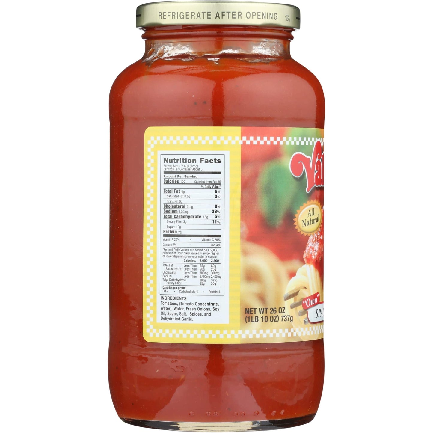 Valentino's Authentic Italian Spaghetti Sauce, 26 oz