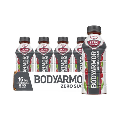 BODYARMOR ZERO Sugar Cherry Lime - Guilt-Free Hydration Sports Drink with Potassium Electrolytes, Antioxidants, and B-vitamins, 16 fl oz (12-pack)