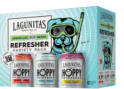 Lagunitas Variety  Hop Water Refresher (12pk of 12oz Cans) Zero Alcohol Hop Water (Includes 4 Cans Each of: Blood Orange, Berry Lemon & Regular Hop Water)