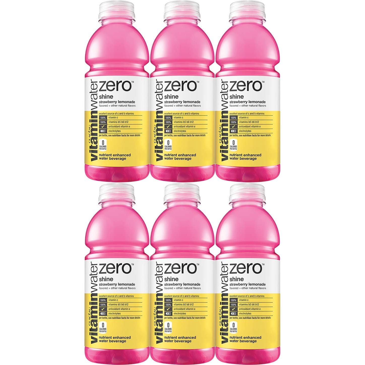 Vitamin Water Zero Strawberry Lemonade - Shine, 20oz Bottles (6-Pack, 120 Oz Total) - Vitamin Water