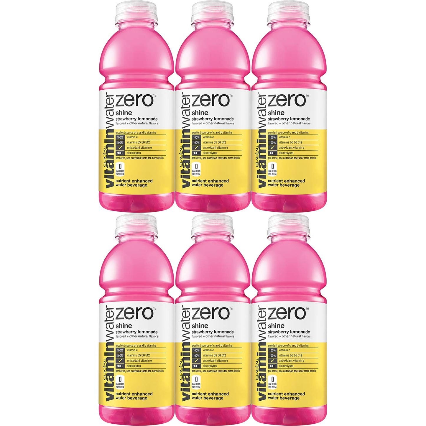 Vitamin Water Zero Strawberry Lemonade - Shine, 20oz Bottles (6-Pack, 120 Oz Total)