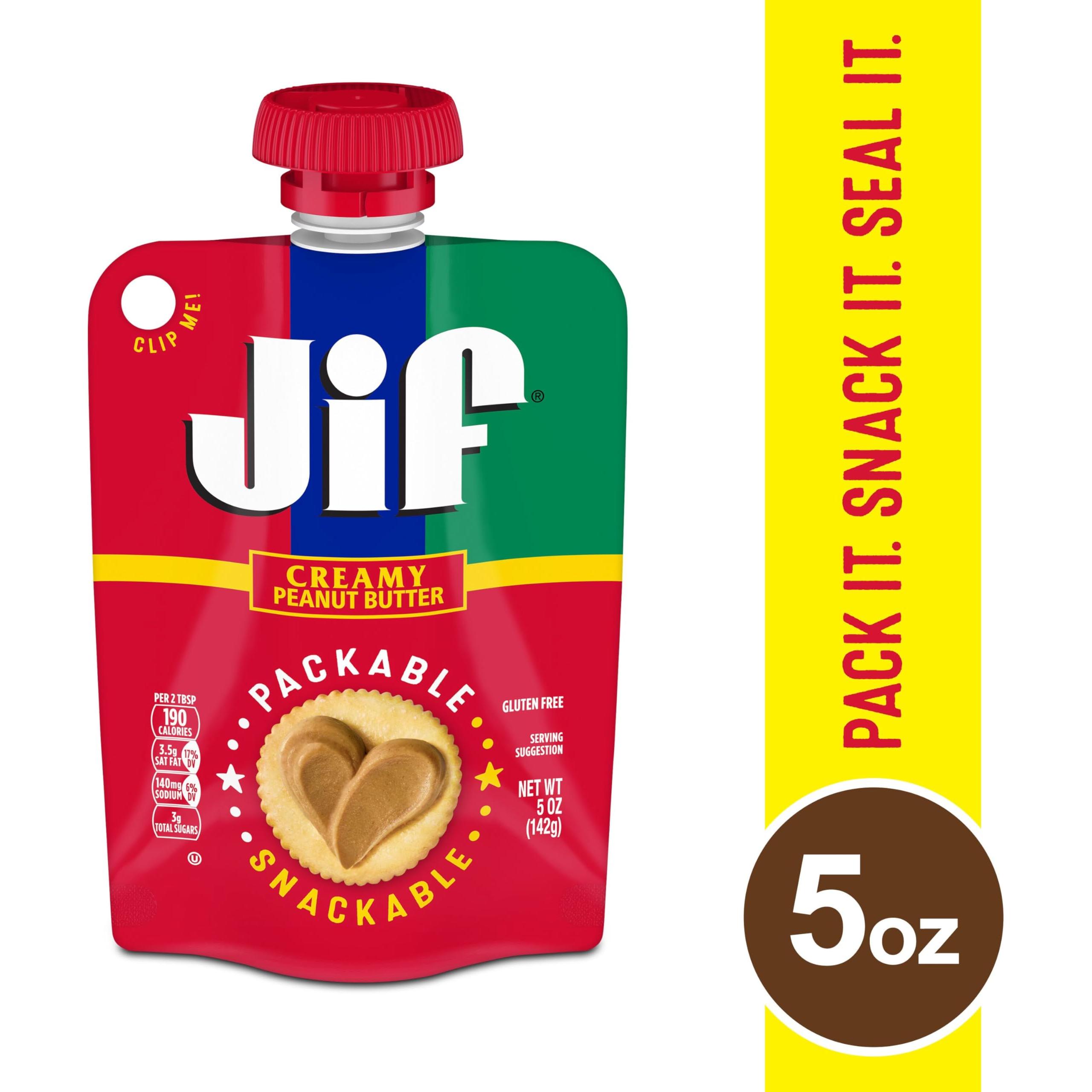 Jif Portable Creamy Peanut Butter Pouches, 5 oz, 4 Pack - Jif