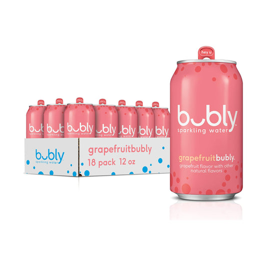 Bubly Sparkling Water, cans for good pack, 12 Fl Oz cans, Pack of 18