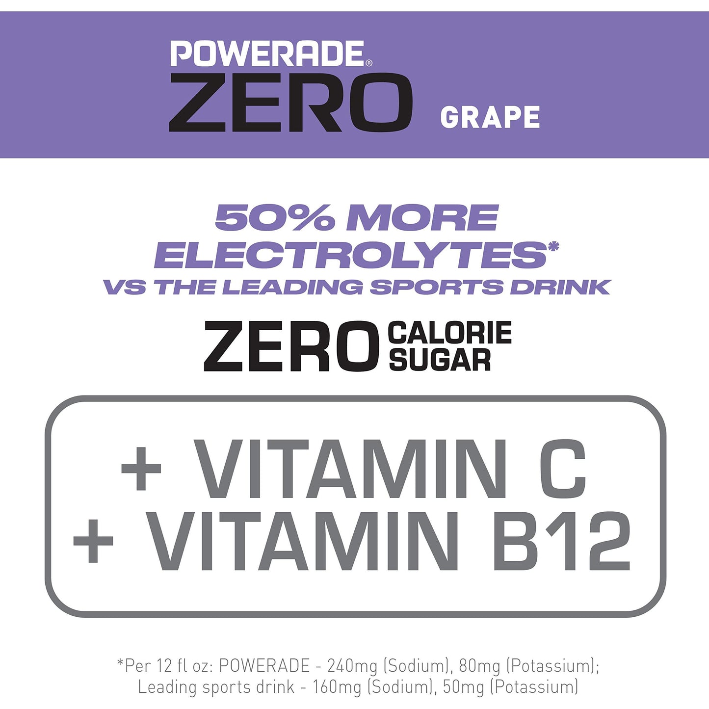 POWERADE ZERO Grape Flavor, 20 oz Bottles - 8 Pack