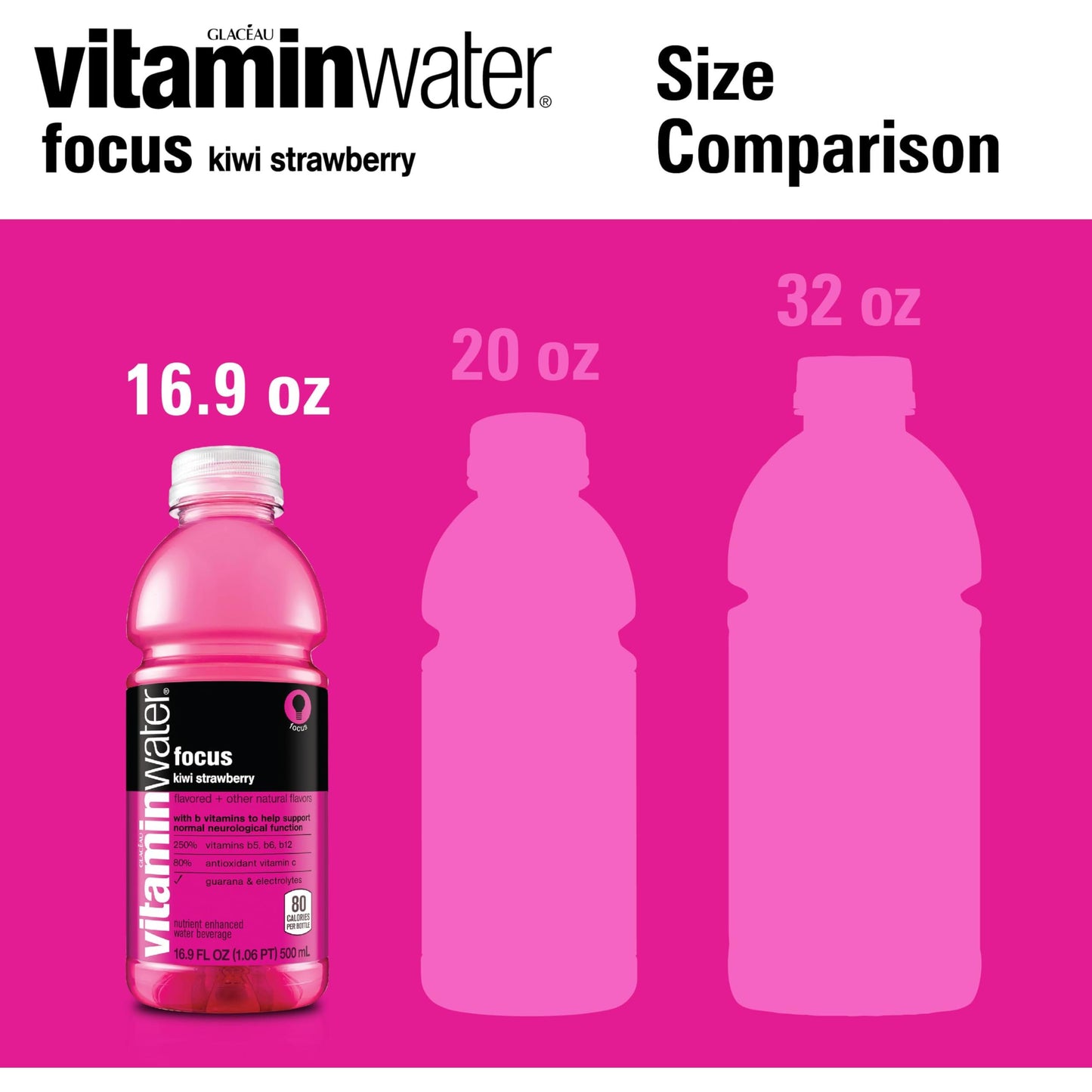 Vitaminwater Focus Kiwi Strawberry 6-Pack, 16.9oz Bottles