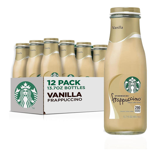 Starbucks Coffee Frappuccino Vanilla 13.7 Oz Glass Bottle Pack of 12