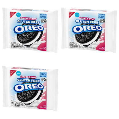 Oreo Double Stuf Gluten Free Chocolate Cream Sandwich Cookies - Bulk Pack of 3 Resealable Bags - 1403 oz Each - Total 42.09 oz - Perfect Healthy Treats for Kids