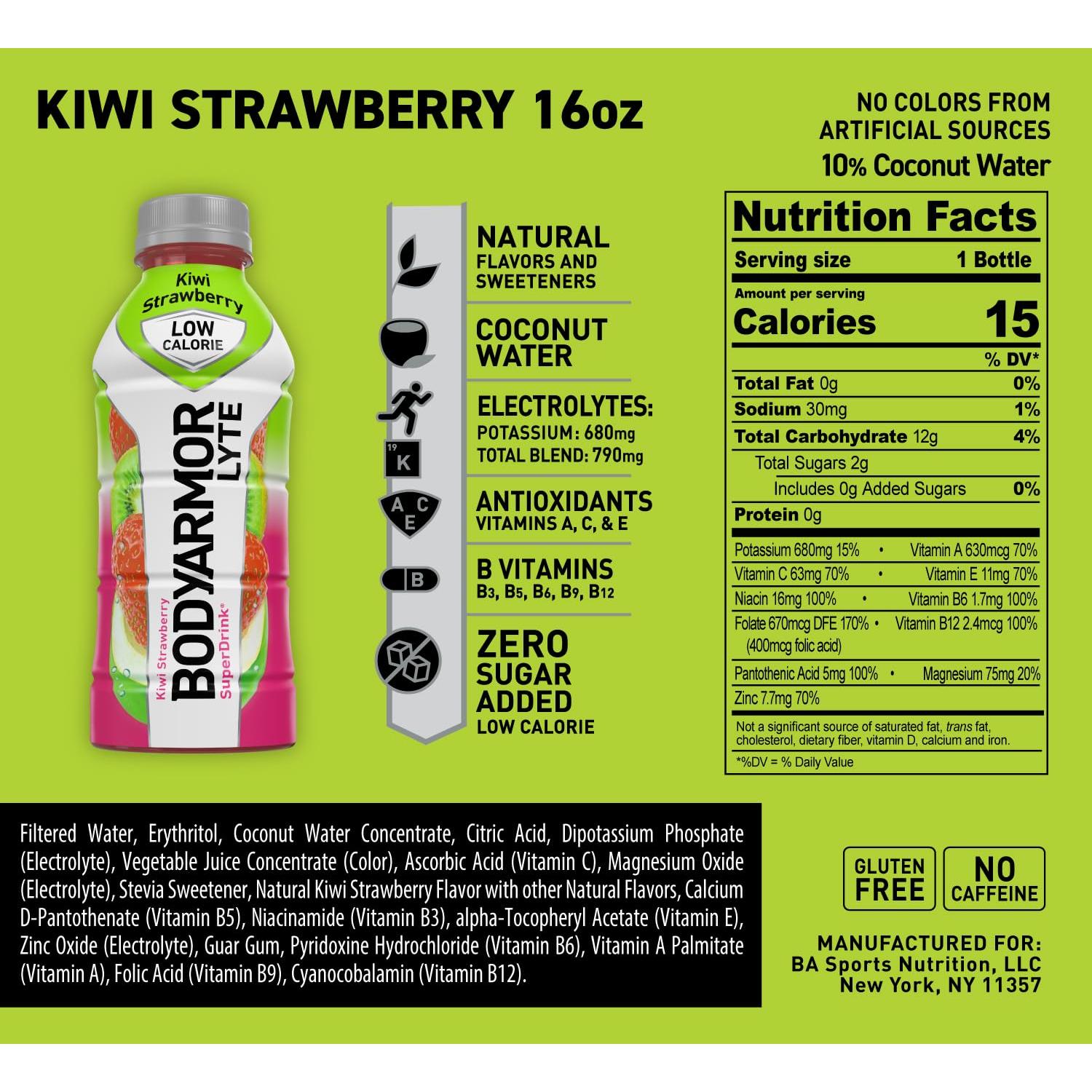 BODYARMOR LYTE Kiwi Strawberry Sports Drink, 12-Pack, 16 Fl Oz Each - BODYARMOR