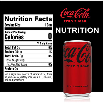 Coca-Cola Zero Sugar Mini Can Pack, 10 Count, 7.5 fl oz Each