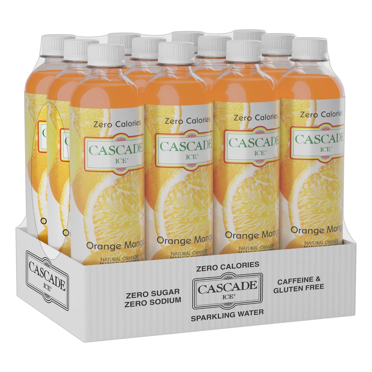 Tropical Bliss Orange Mango Sparkling Water, 17.2 Fl. Oz (Pack of 12) - Cascade Ice