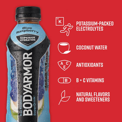 BODYARMOR Blue Raspberry Sports Drink, 12 oz, 8-Pack