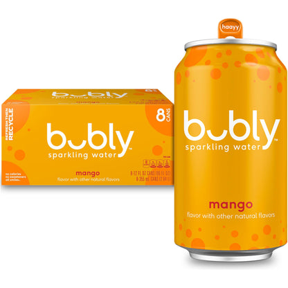 Bubly Sparkling Water, Mango, 12 Ounce Cans 8 count