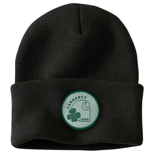 Carhartt Knit Shamrock Patch Beanie, Black, One-Size