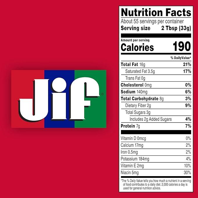 Jif Creamy Peanut Butter, 4lb Cans, Pack of 6 - Jif