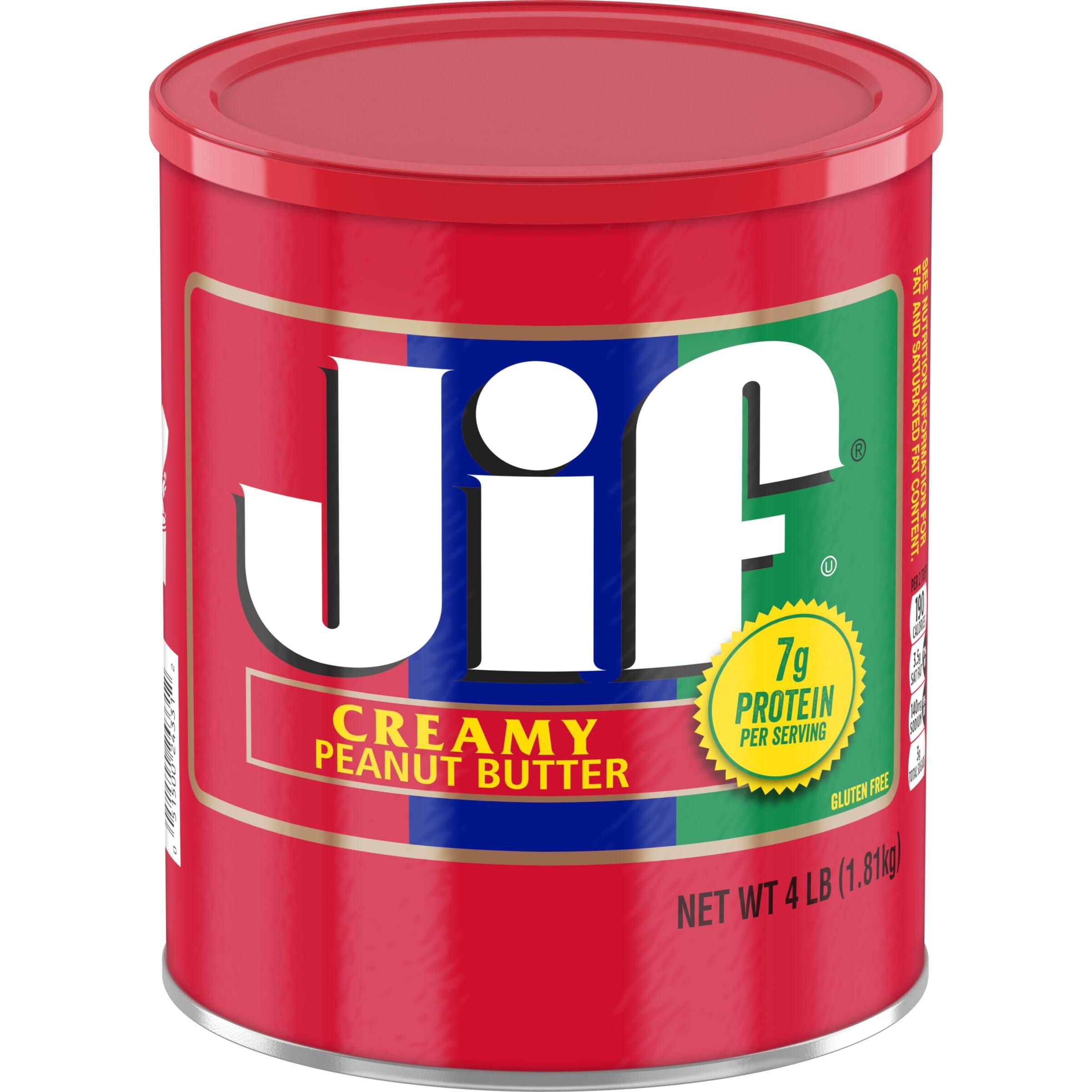 Jif Gluten-Free Creamy Peanut Butter, 4 lb Can - Jif