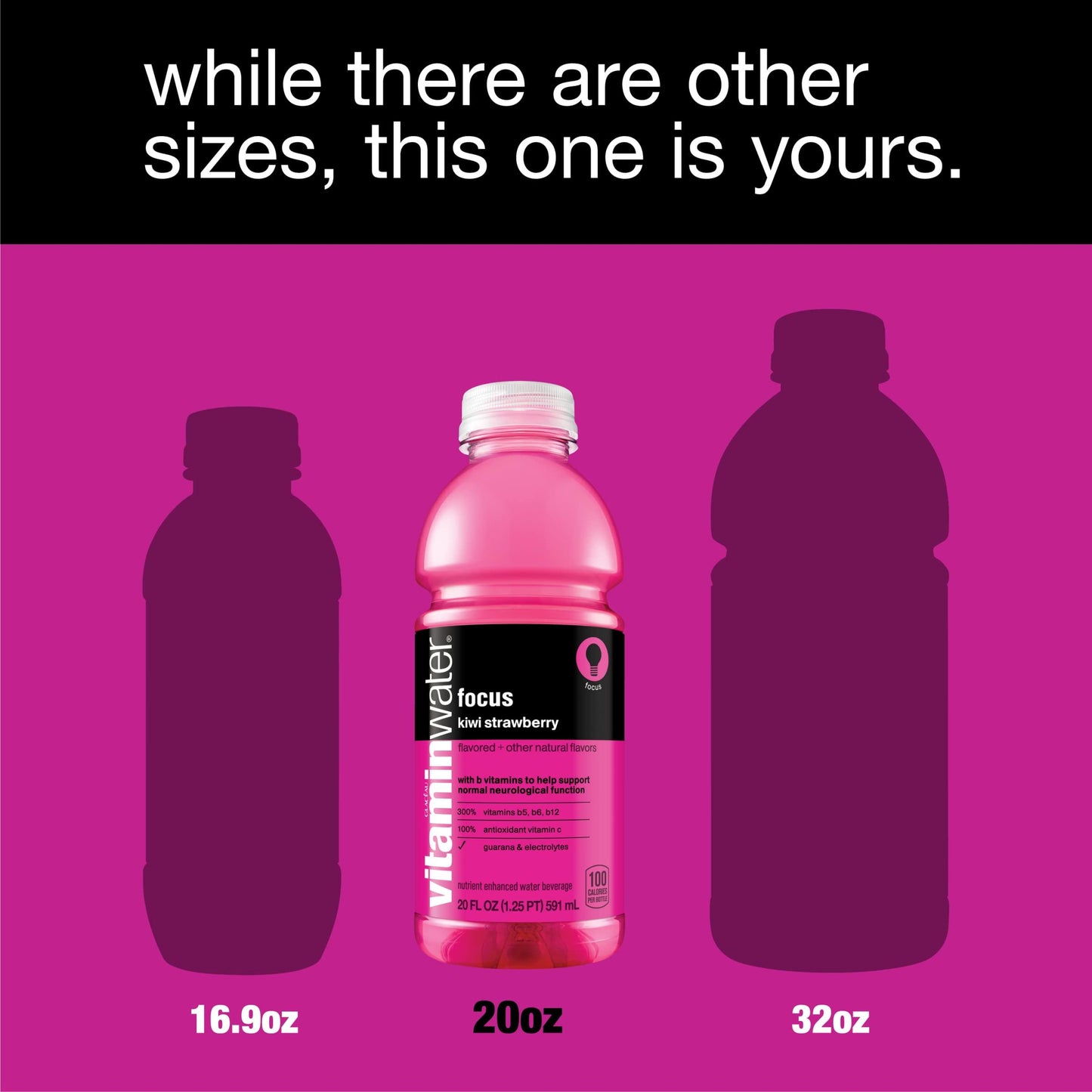 Vitaminwater Focus Kiwi-Strawberry Flavor Enhanced Electrolyte Drink, 20 fl oz, 12-Pack