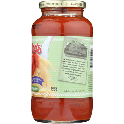 Valentino's Traditional Italian Sweet Basil Pasta Sauce, 26 oz