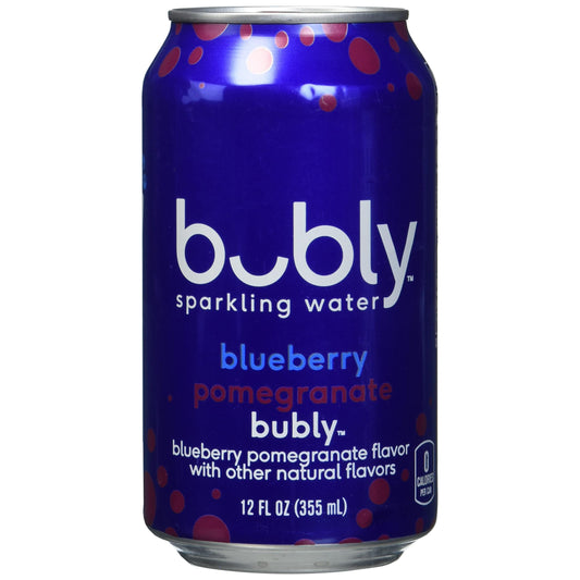 Bubly Blueberry Pomegranate 12oz Can, (Pack of 12)