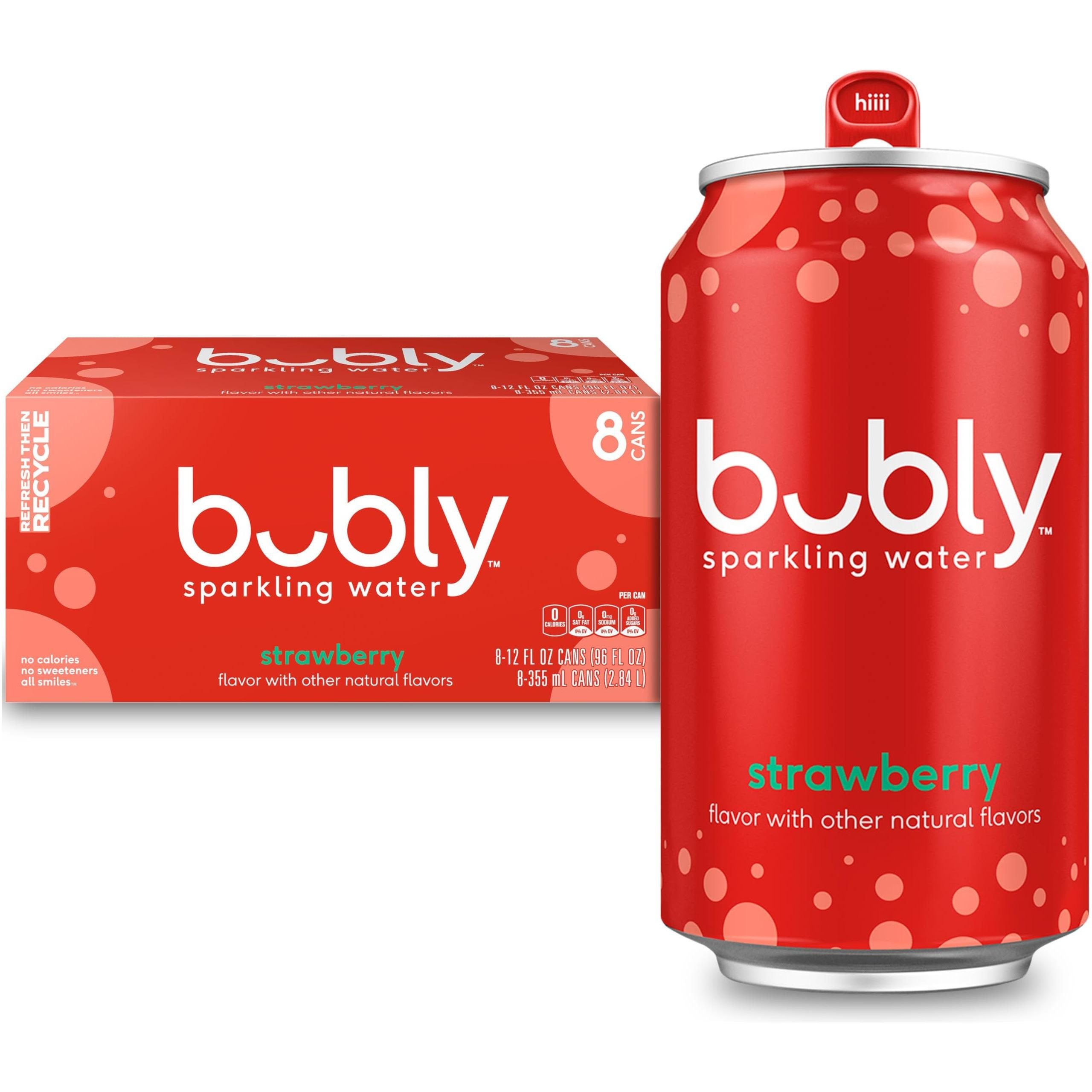 bubly Strawberry Sparkling Water, 12 oz Cans (8 Pack) - Bubly