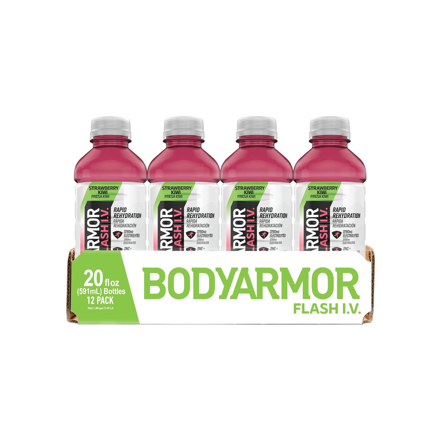 BODYARMOR Flash IV Strawberry Kiwi Electrolyte Sports Drink - 20 fl oz Bottles, 12 Count Pack