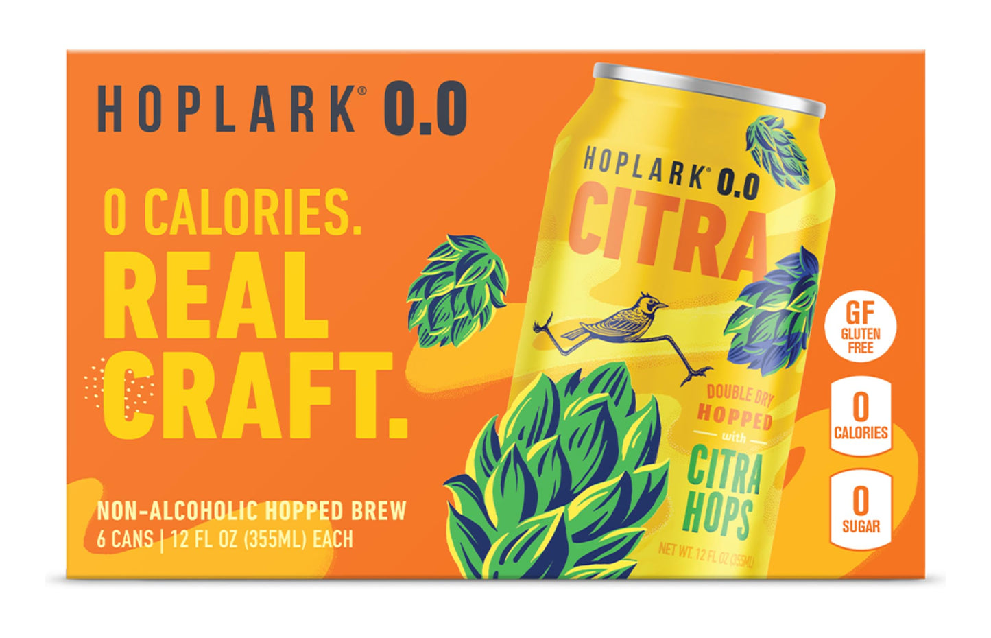 HOPLARK Non-Alcoholic Citra Beer 6-Pack, 12 oz Cans