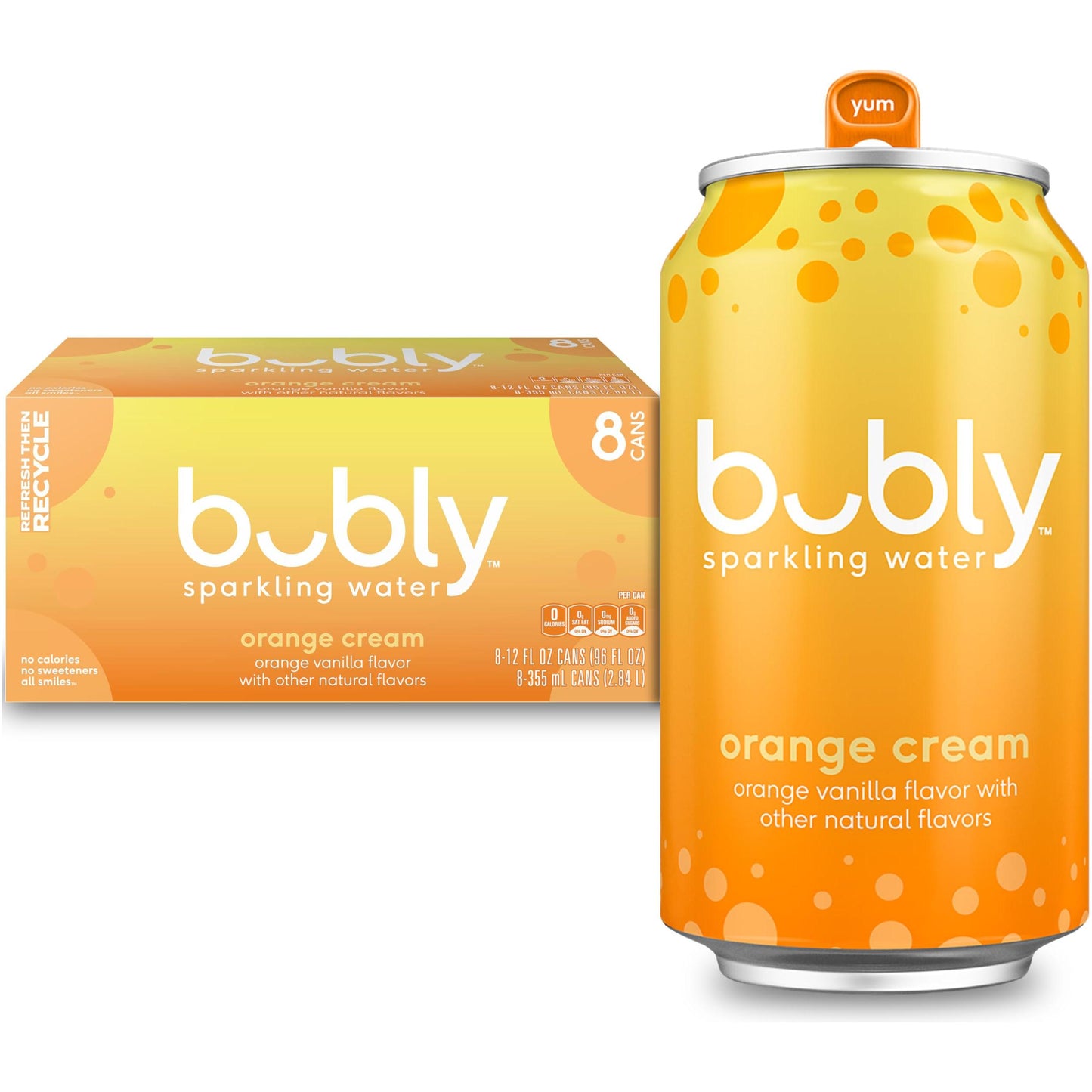 bubly Sparkling Water, Orange Creamsicle, 12oz Cans, (8 Pack)