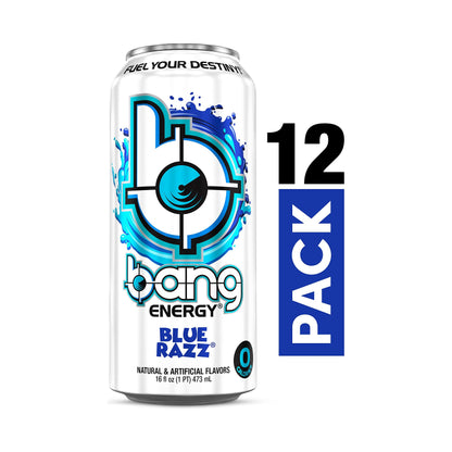 Bang Energy Blue Razz Sugar-Free Energizing Drink, 16-Ounce Cans (12-Pack)