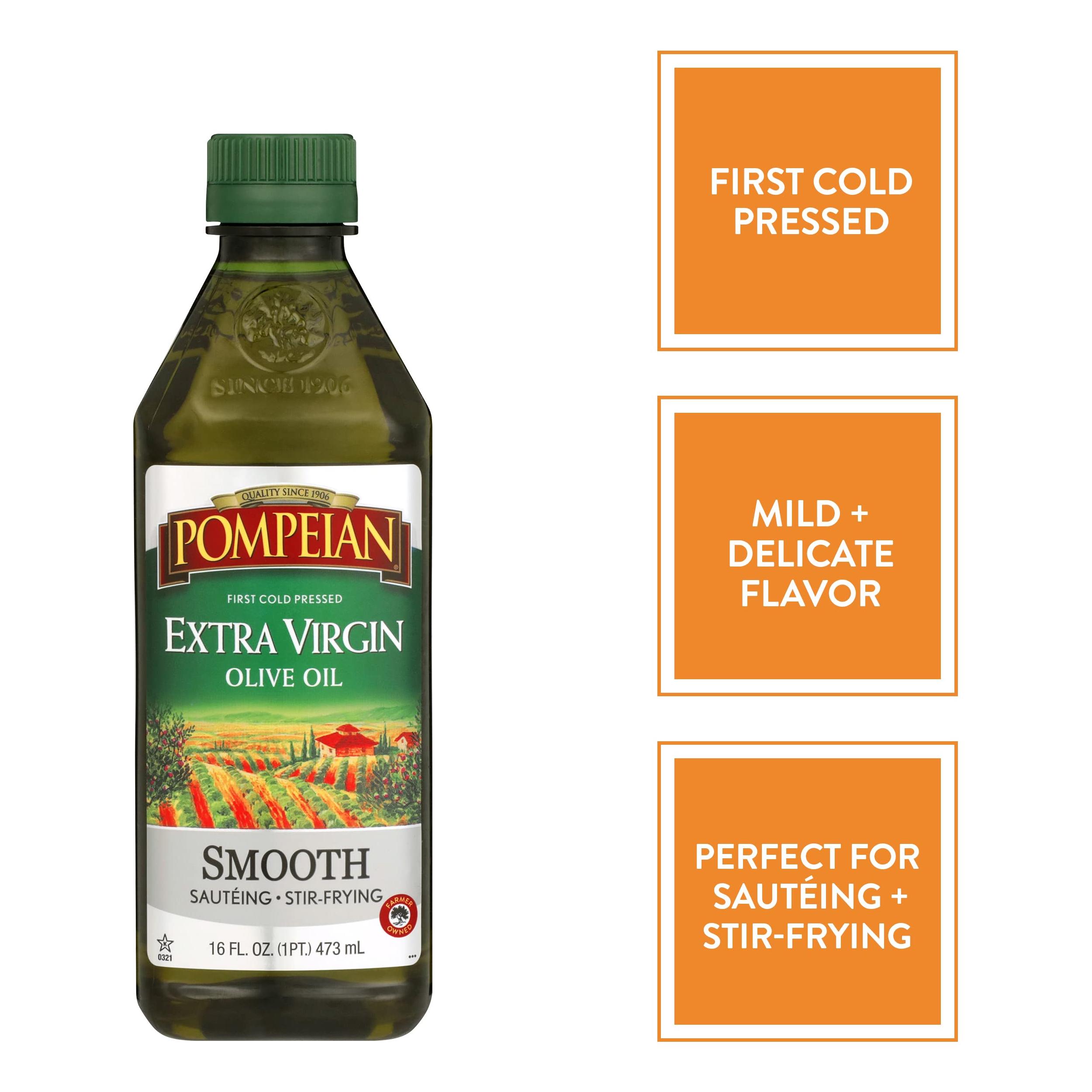 Pompeian Smooth Extra Virgin Olive Oil 6-Pack, 16 oz Each - Pompeian