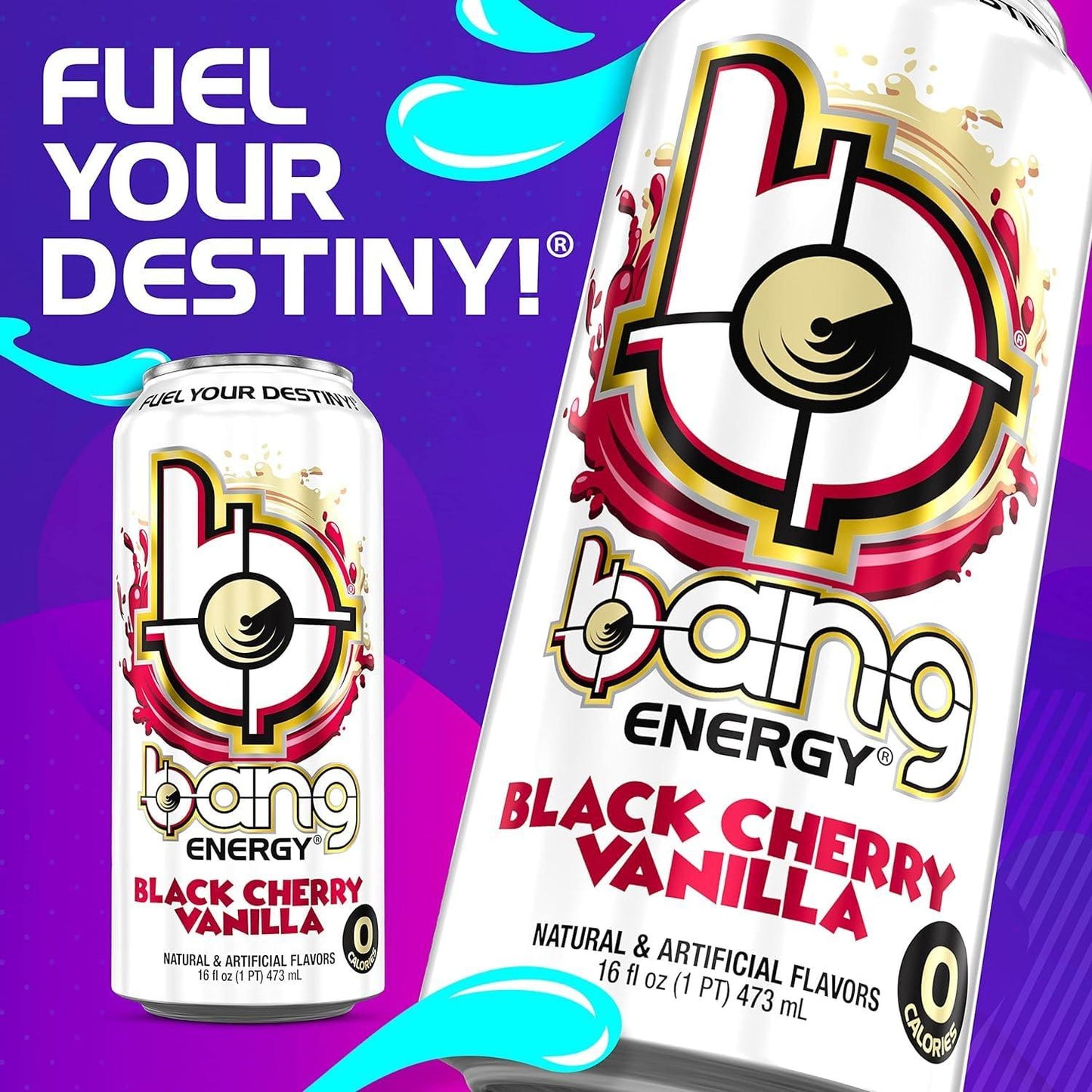 Bang Black Cherry Vanilla Sugar-Free Energy Drink | 16 Fl Oz (12-Pack)