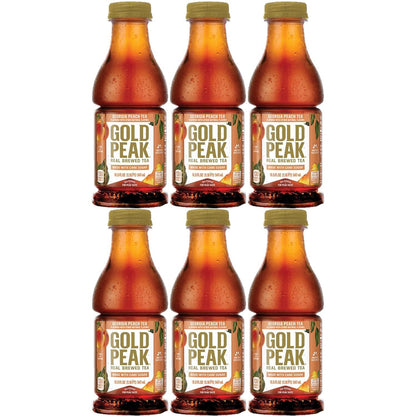 Gold Peak Iced Tea, Georgia Peach, 18.5oz Bottles, Pack of 6