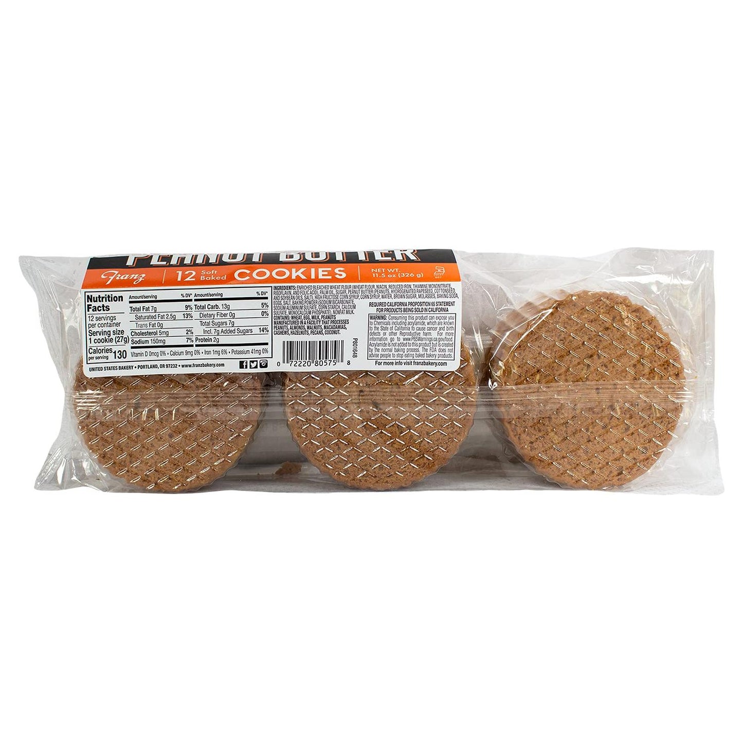 Franz Chewy Peanut Butter Delight Cookies, 11.5 oz, 12 Pack