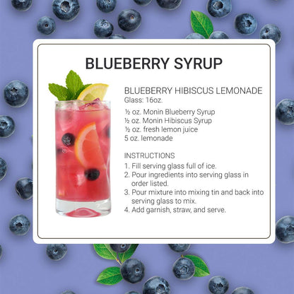 Monin - Blueberry Syrup, Mildly Sweet & Tart Blueberry Flavor, Great for Teas, Lemonades, Smoothies, & Cocktails, Gluten-Free, Non-GMO (750ml)