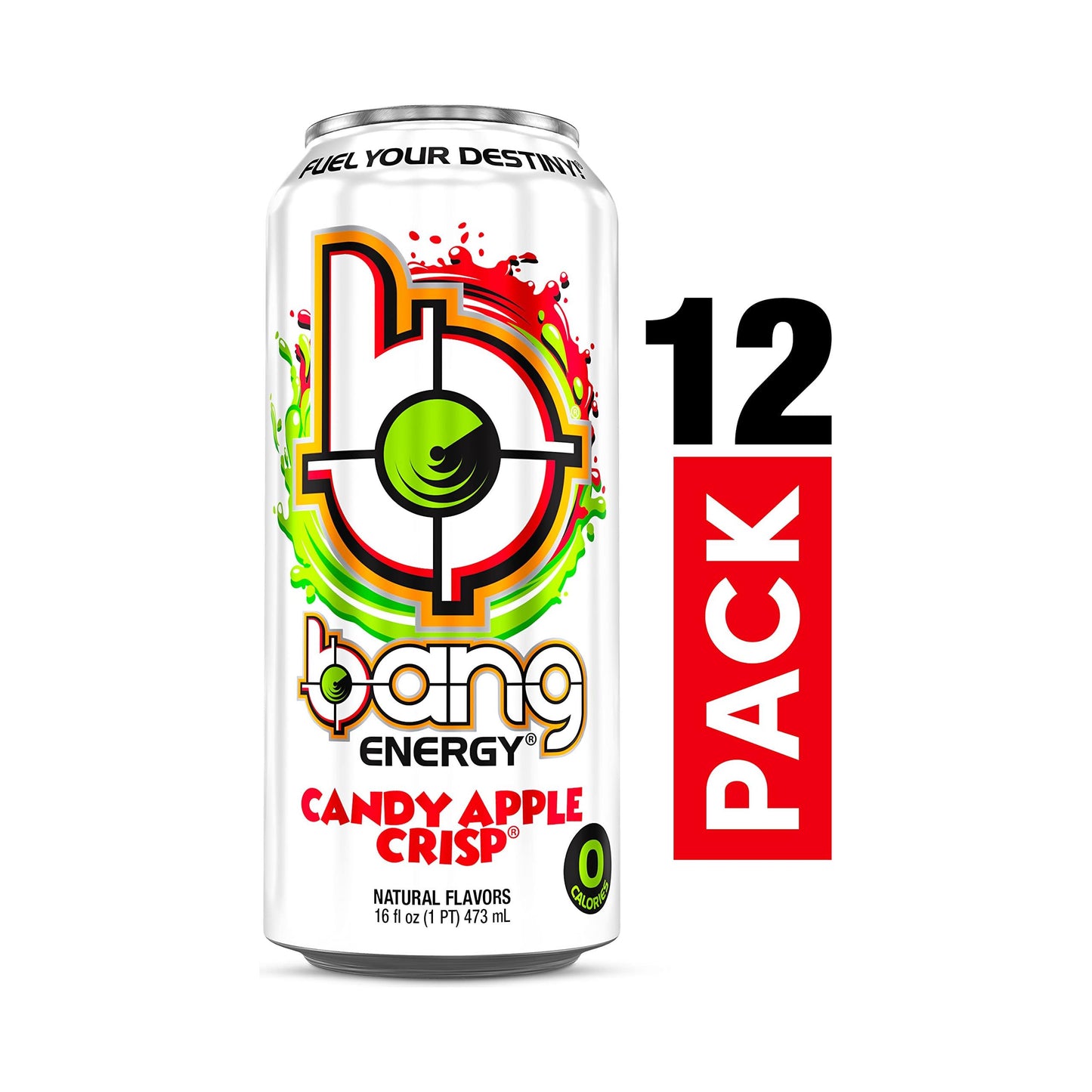 Candy Apple Crisp Bang Energy Drink - Sugar-Free & 0 Cal, 12-Pack of 16oz Cans