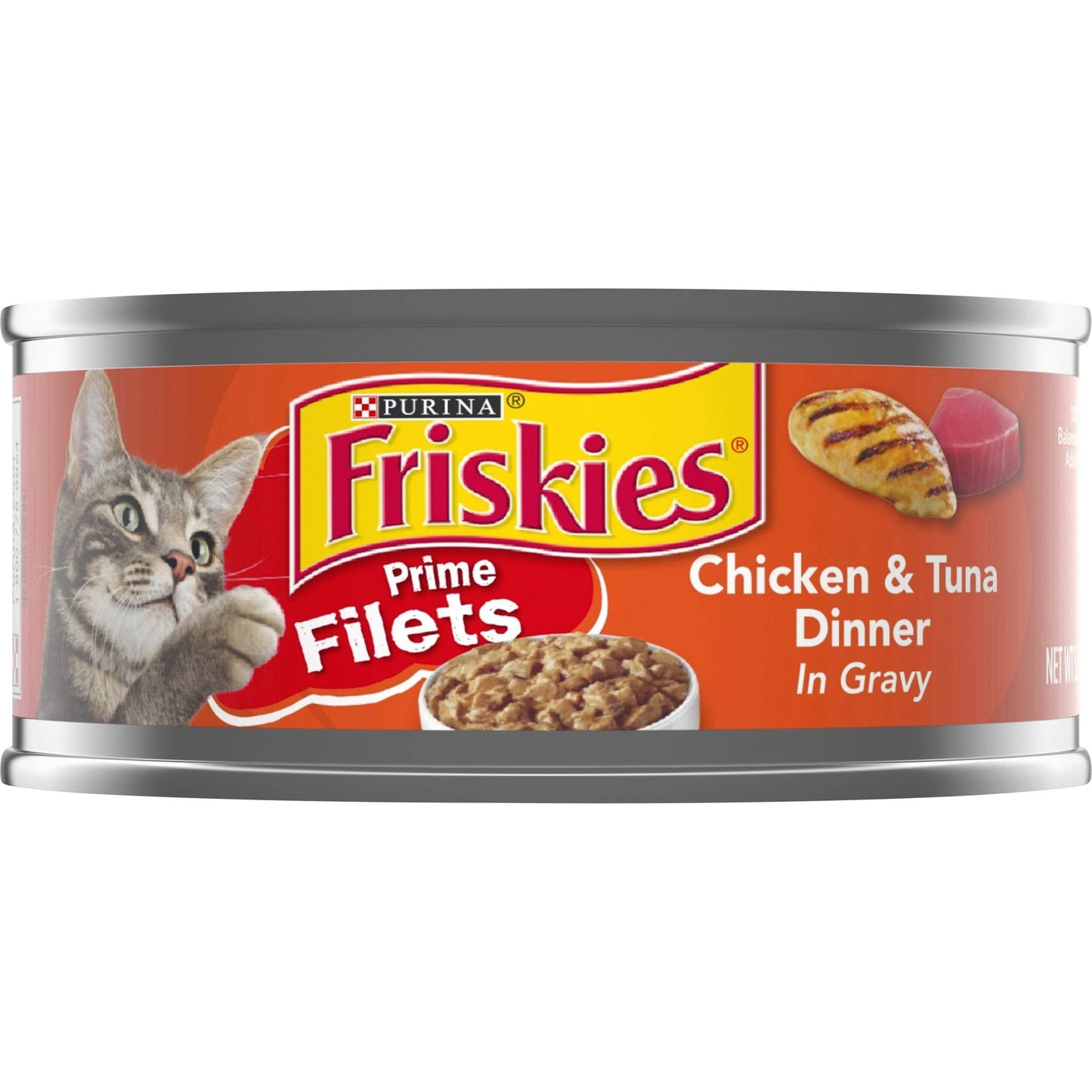 Purina Friskies Wet Cat Food Prime Filets Chicken and Tuna Dinner in Gravy, 5.5 oz Can