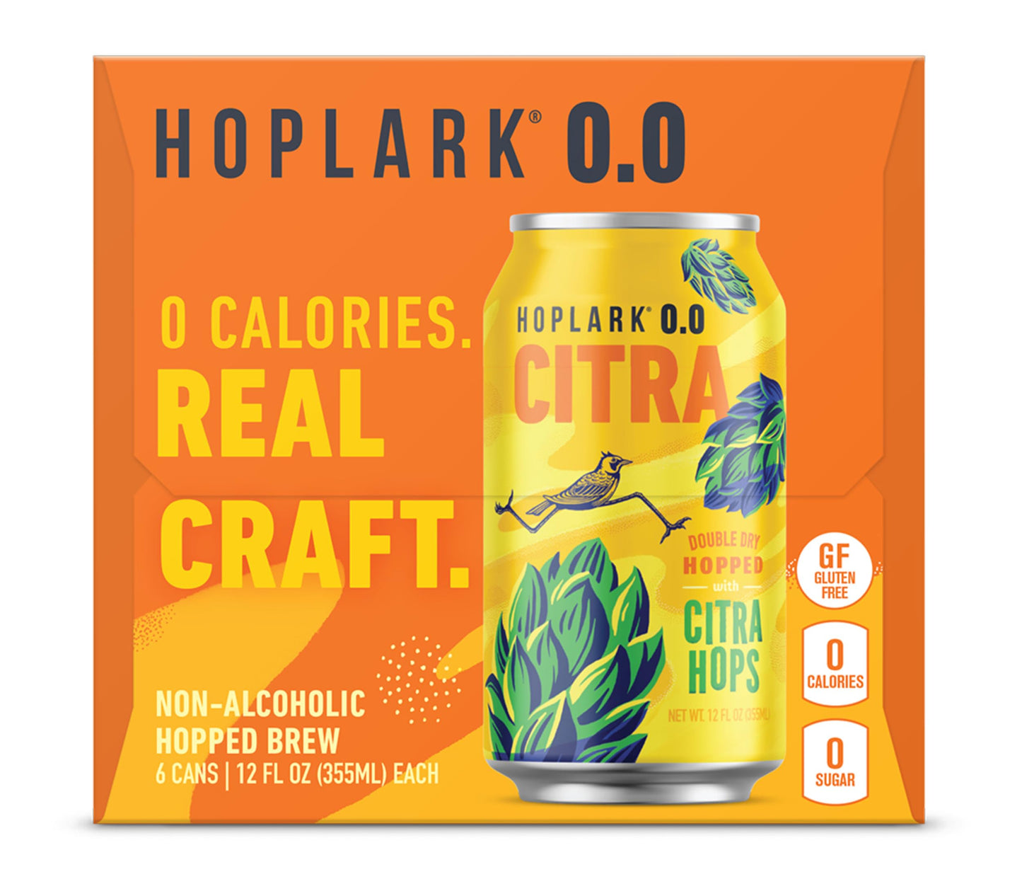 HOPLARK Non-Alcoholic Citra Beer 6-Pack, 12 oz Cans