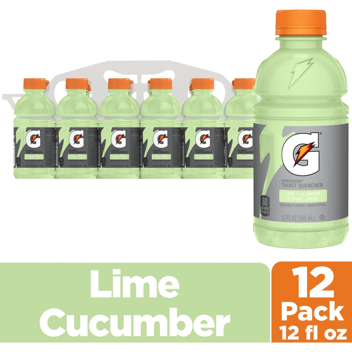 Gatorade Lime Cucumber Thirst Quencher, 12 Fl Oz Bottles, 12 Pack